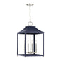 4-Light Pendant in Navy Blue with Polished Nickel Navy Blue with Polished Nickel