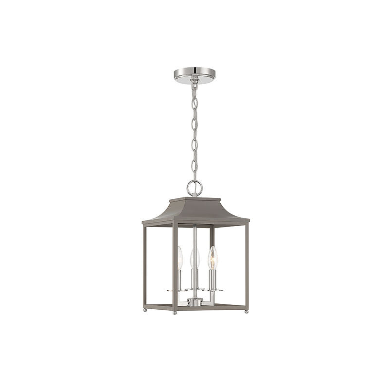 3-Light Pendant in Gray with Polished Nickel Gray with Polished Nickel