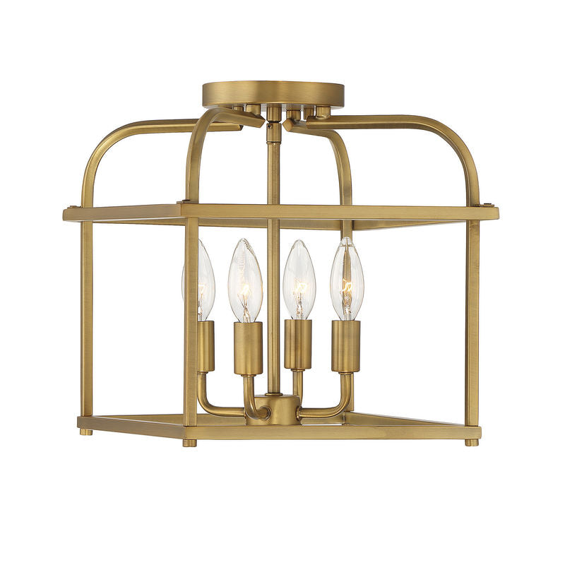 4-Light Ceiling Light in Natural Brass Natural Brass