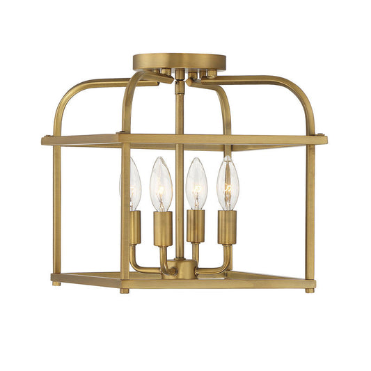 4-Light Ceiling Light in Natural Brass Natural Brass