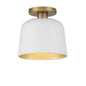 1-Light Ceiling Light in White with Natural Brass White with Natural Brass