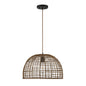 1-Light Pendant in Dark Rattan with A Dark Brown Socket Dark Rattan with a Dark Brown Socket