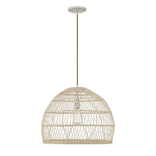 1-Light Pendant in Natural Rattan with A Matching Socket Natural Rattan with a Matching Socket