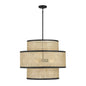 3-Light Pendant in Natural Cane with Matte Black Natural Cane with Matte Black
