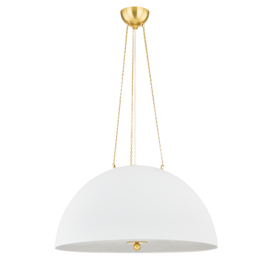 CHISWICK Pendant with Aged Brass/White Plaster Finish