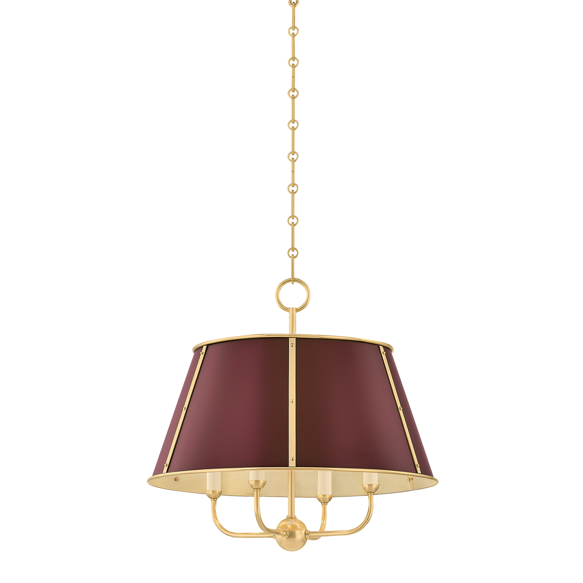 Cambridge Chandelier with AGED BRASS/SOFT CRIMSON Finish