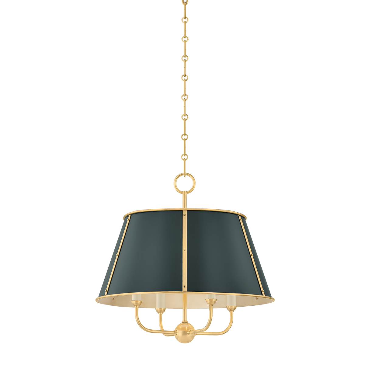 Cambridge Chandelier with AGED BRASS/SOFT STUDIO GREEN Finish