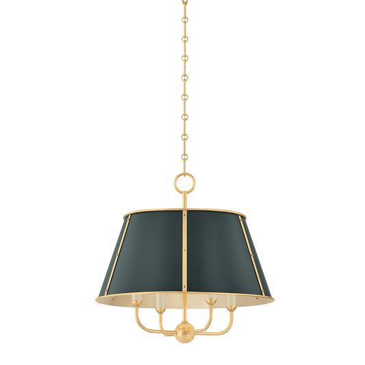 Cambridge Chandelier with AGED BRASS/SOFT STUDIO GREEN Finish