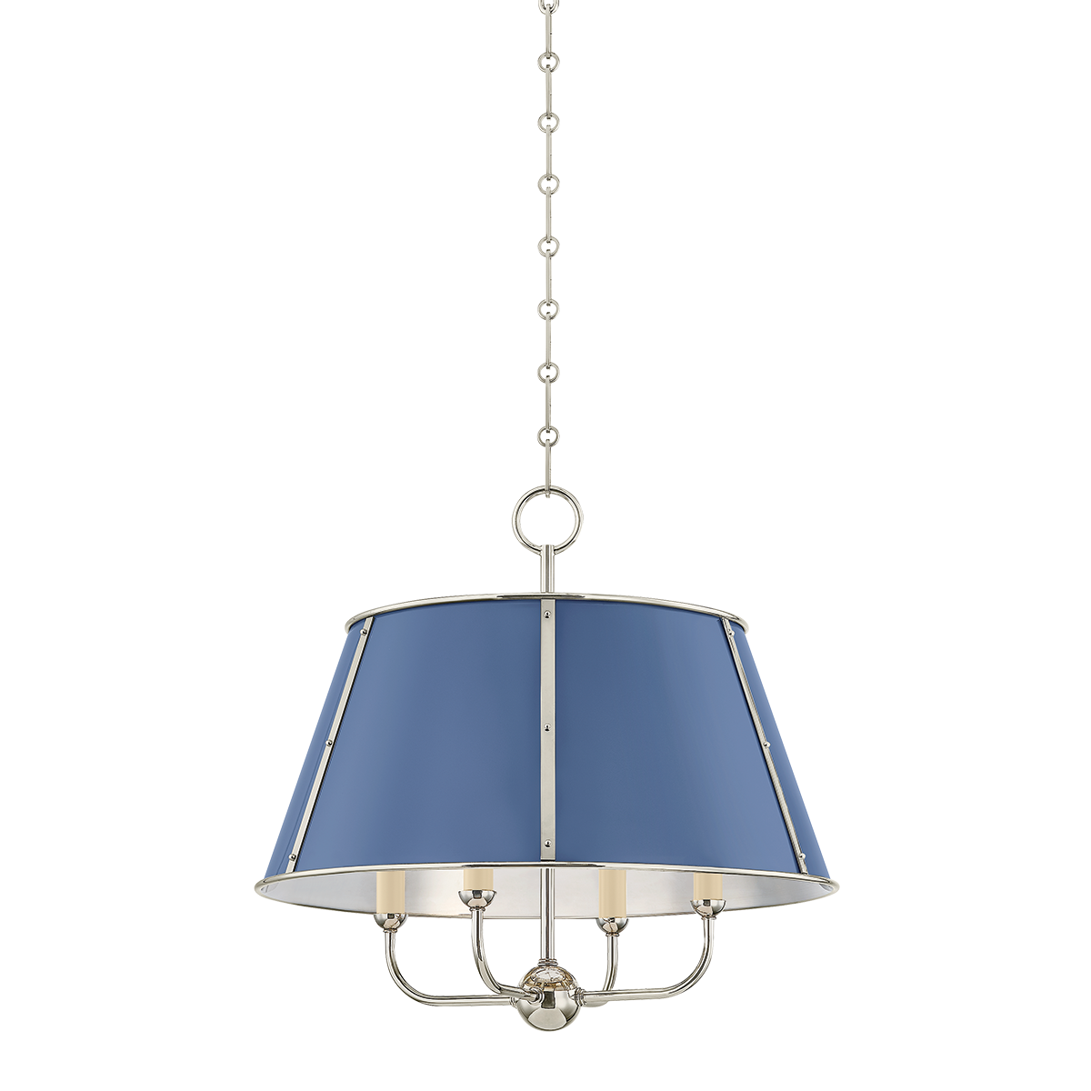 Cambridge Chandelier with POLISHED NICKEL/SOFT FRENCH BLUE Finish