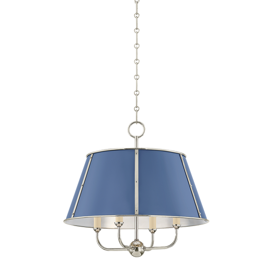 Cambridge Chandelier with POLISHED NICKEL/SOFT FRENCH BLUE Finish