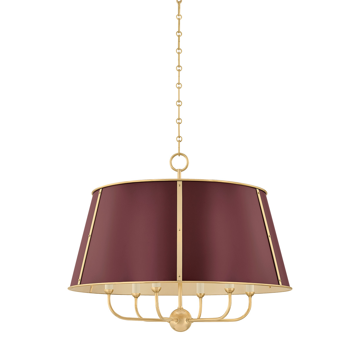 Cambridge Chandelier with AGED BRASS/SOFT CRIMSON Finish