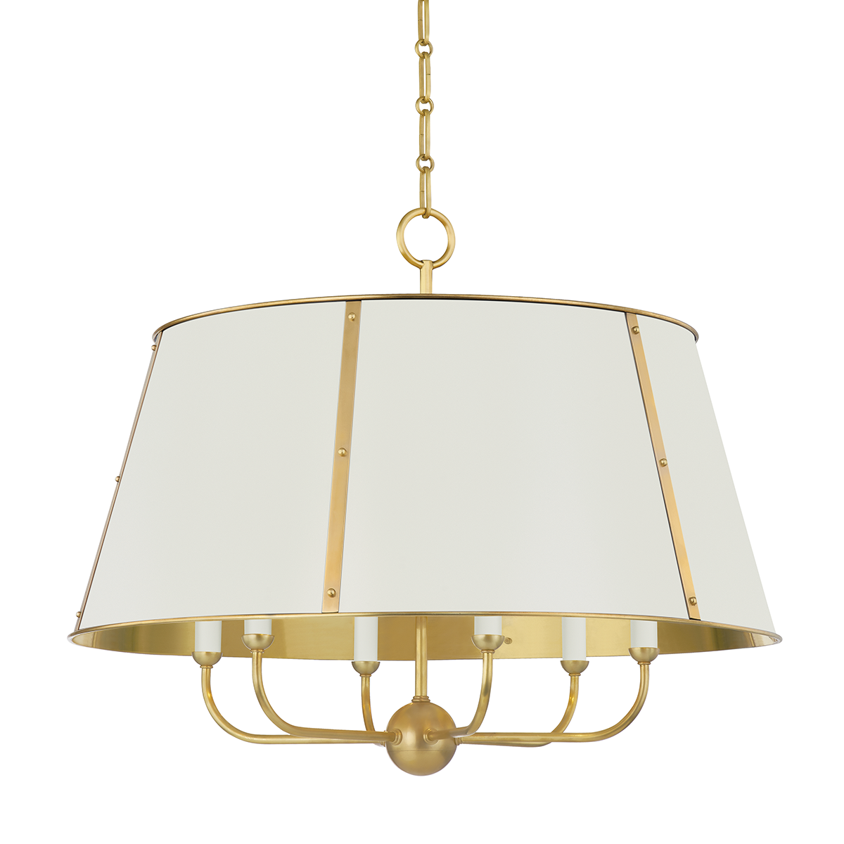 Cambridge Chandelier with Aged Brass/off White Finish