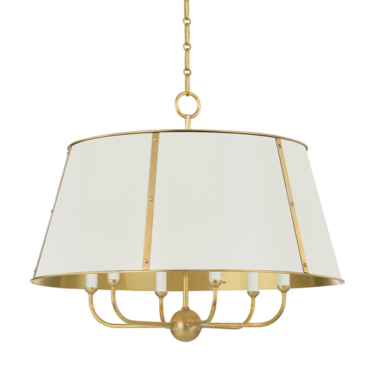 Cambridge Chandelier with Aged Brass/off White Finish