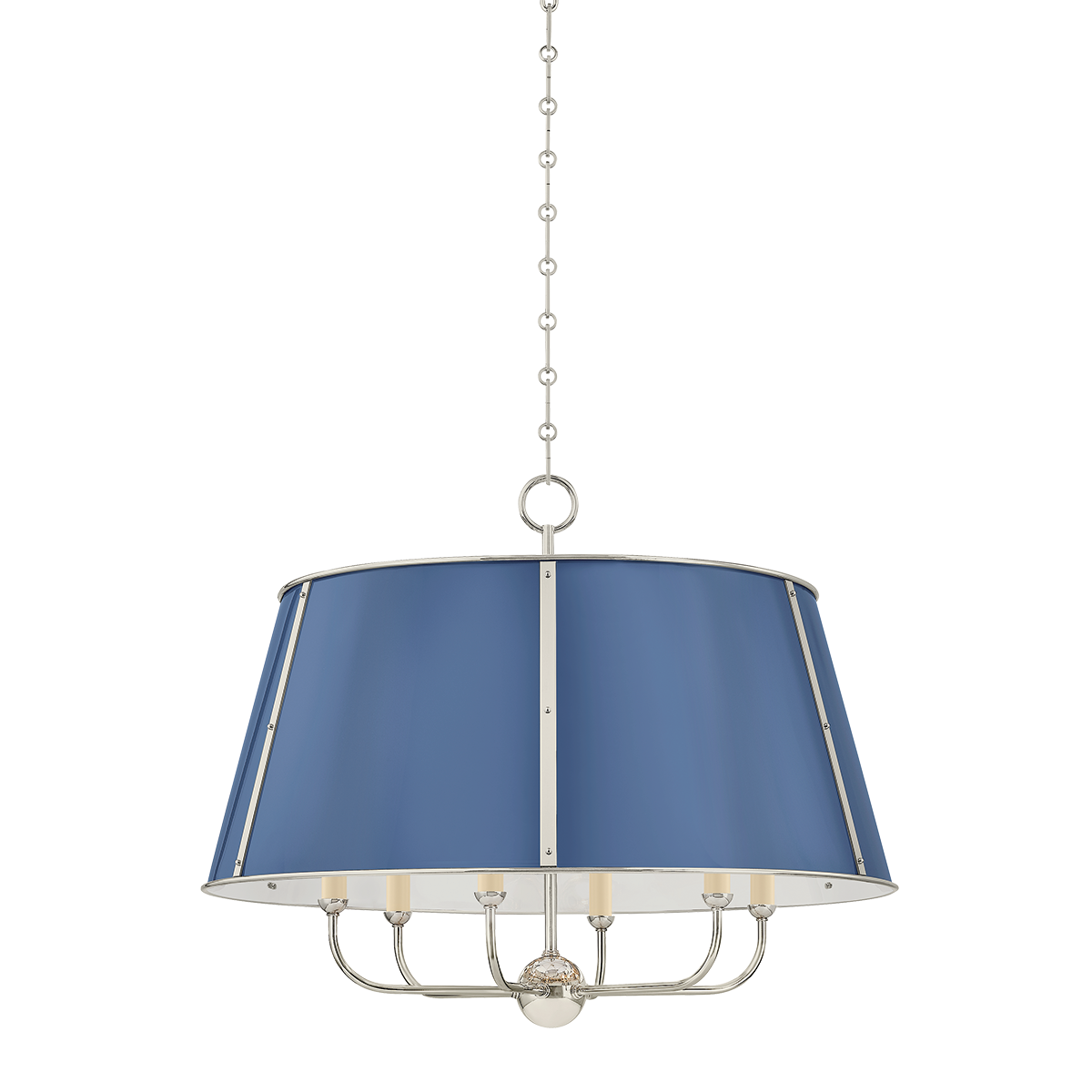 Cambridge Chandelier with POLISHED NICKEL/SOFT FRENCH BLUE Finish