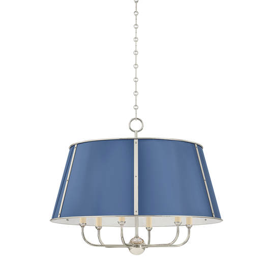 Cambridge Chandelier with POLISHED NICKEL/SOFT FRENCH BLUE Finish
