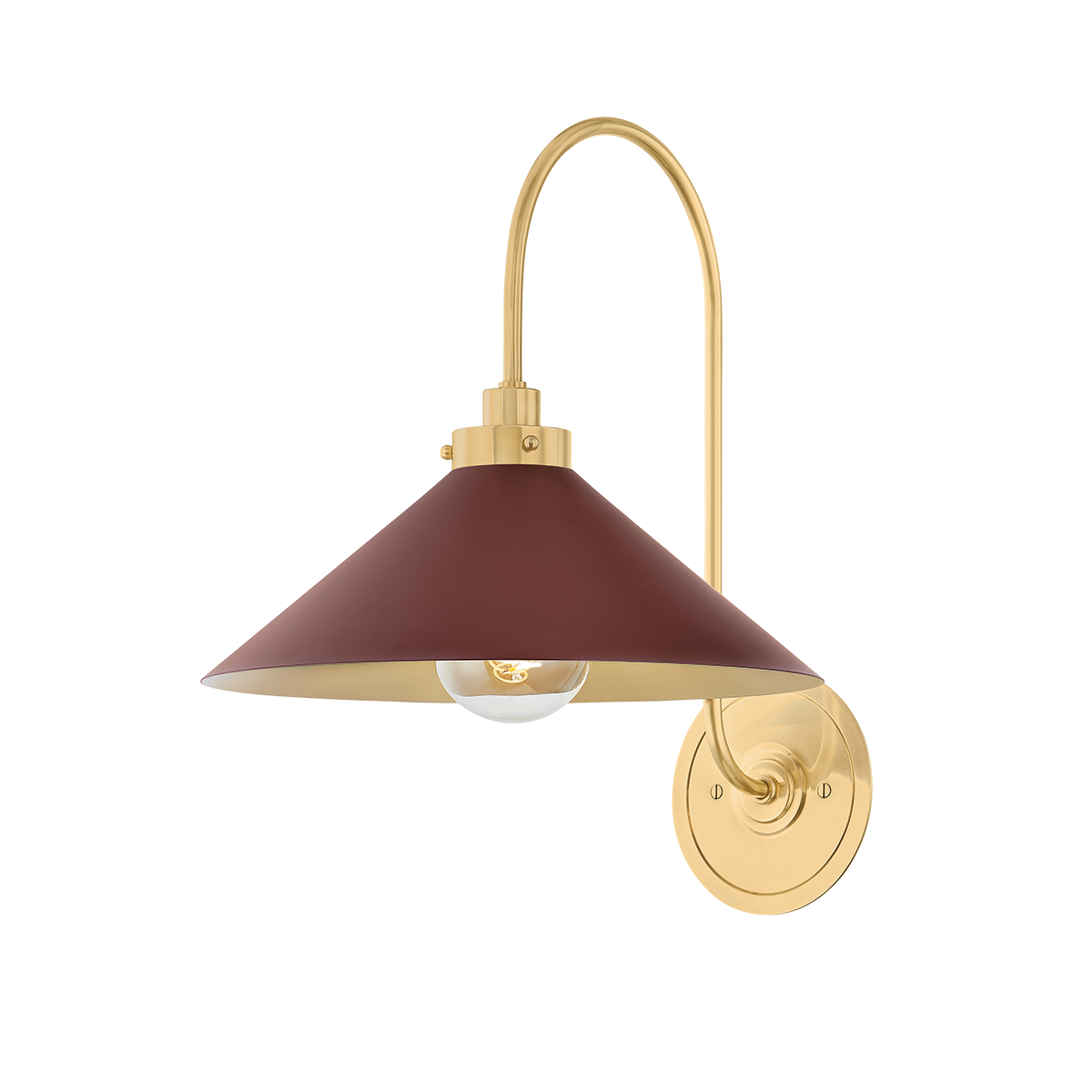 Clivedon Wall Sconce with AGED BRASS/SOFT CRIMSON Finish