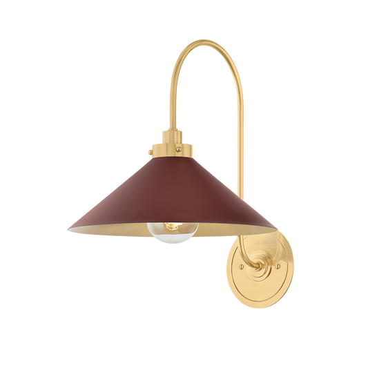 Clivedon Wall Sconce with AGED BRASS/SOFT CRIMSON Finish