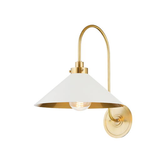 CLIVEDON Wall Sconce with Aged Brass/off White Finish