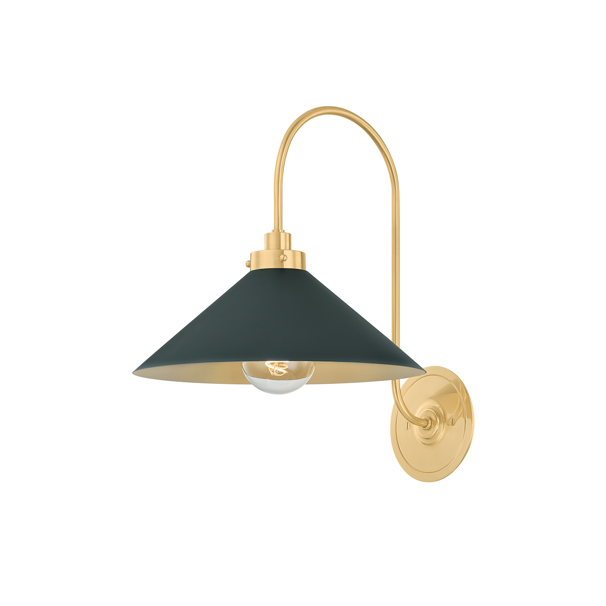 Clivedon Wall Sconce with AGED BRASS/SOFT STUDIO GREEN Finish
