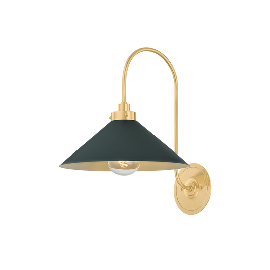 Clivedon Wall Sconce with AGED BRASS/SOFT STUDIO GREEN Finish