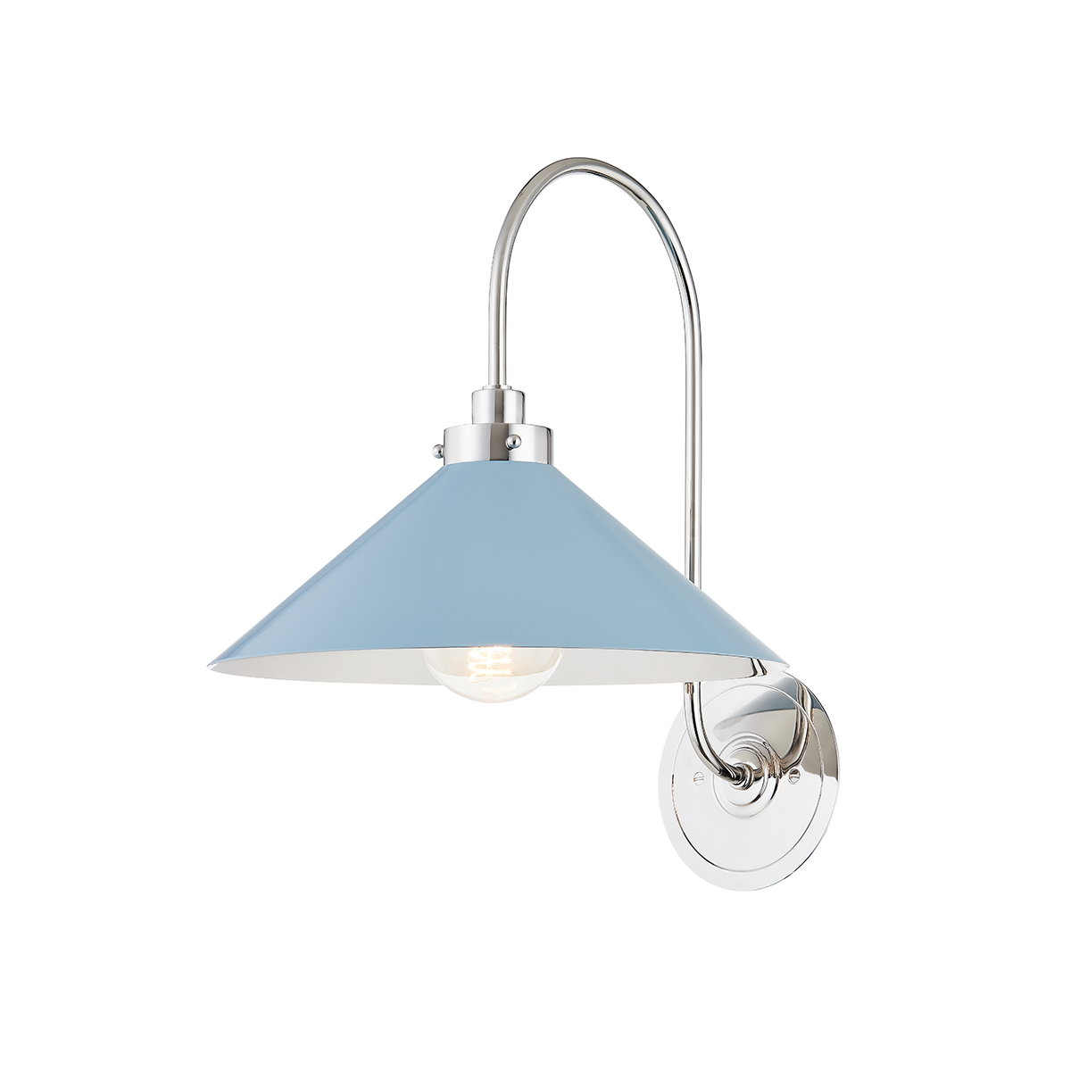 CLIVEDON Wall Sconce with Polished Nickel/blue Bird Finish