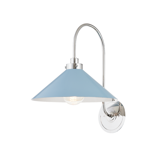 CLIVEDON Wall Sconce with Polished Nickel/blue Bird Finish