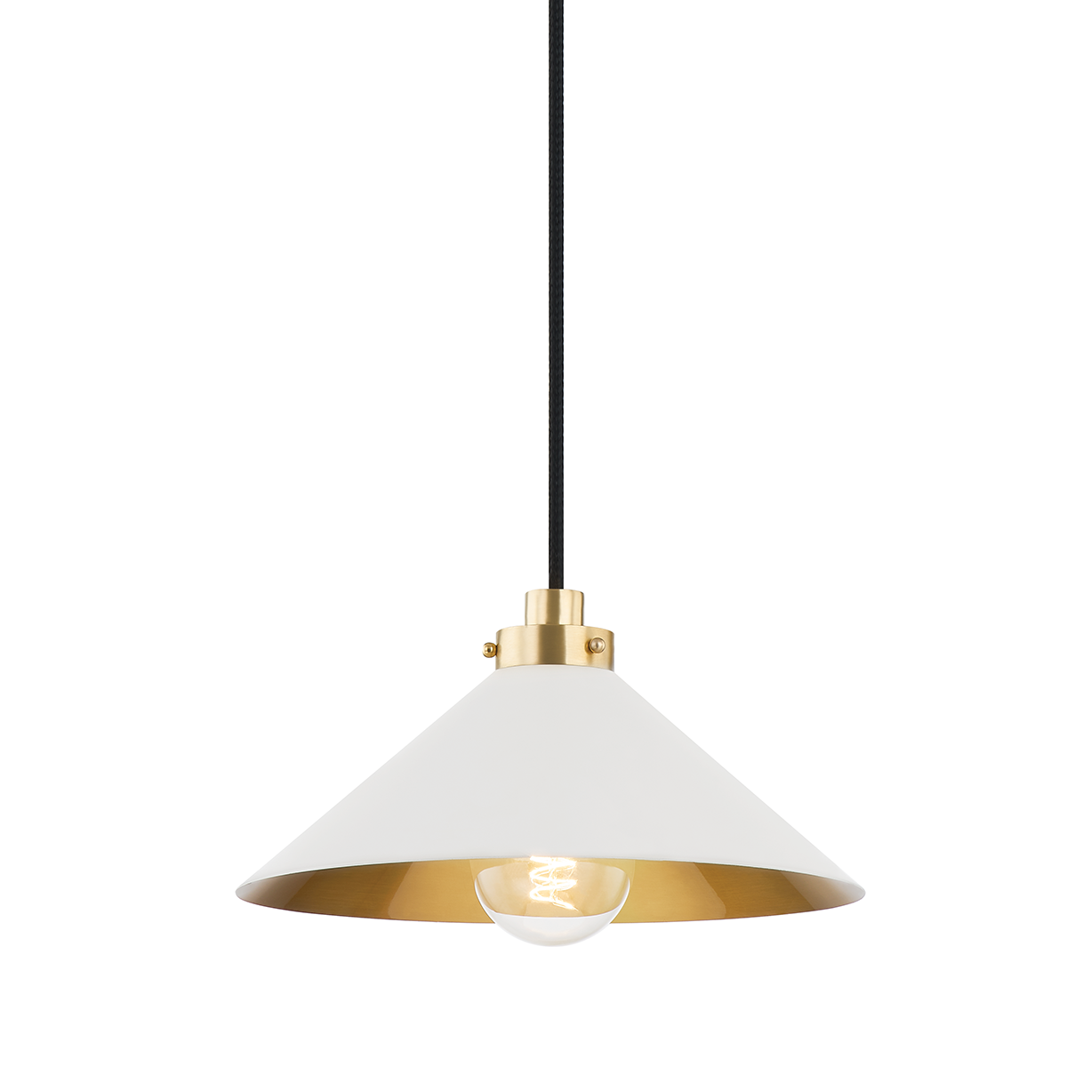 CLIVEDON Pendant with Aged Brass/off White Finish