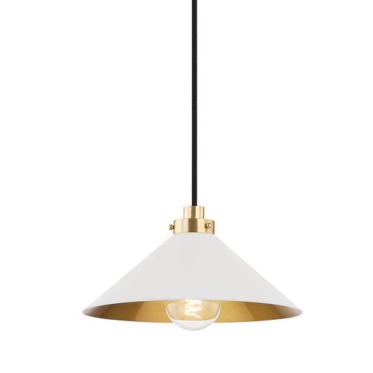 CLIVEDON Pendant with Aged Brass/off White Finish