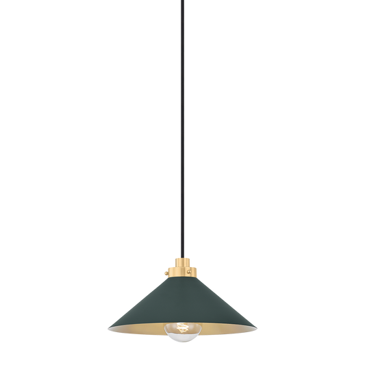 Clivedon Pendant with AGED BRASS/SOFT STUDIO GREEN Finish