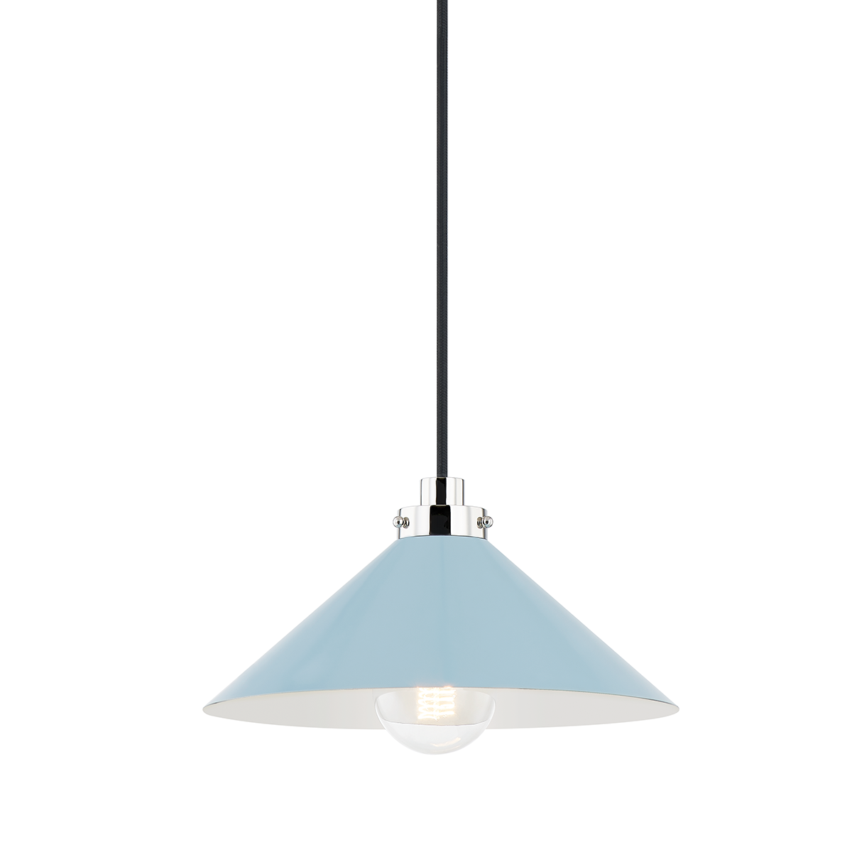 CLIVEDON Pendant with Polished Nickel/blue Bird Finish