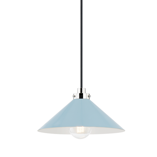 CLIVEDON Pendant with Polished Nickel/blue Bird Finish