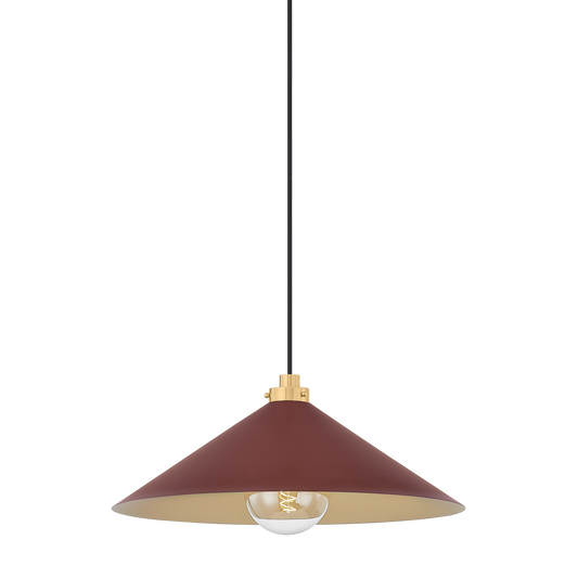 Clivedon Pendant with AGED BRASS/SOFT CRIMSON Finish