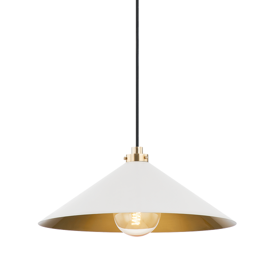 CLIVEDON Pendant with Aged Brass/off White Finish