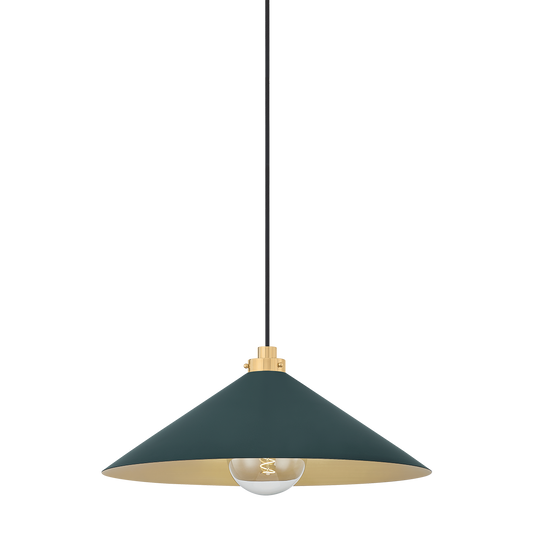 Clivedon Pendant with AGED BRASS/SOFT STUDIO GREEN Finish