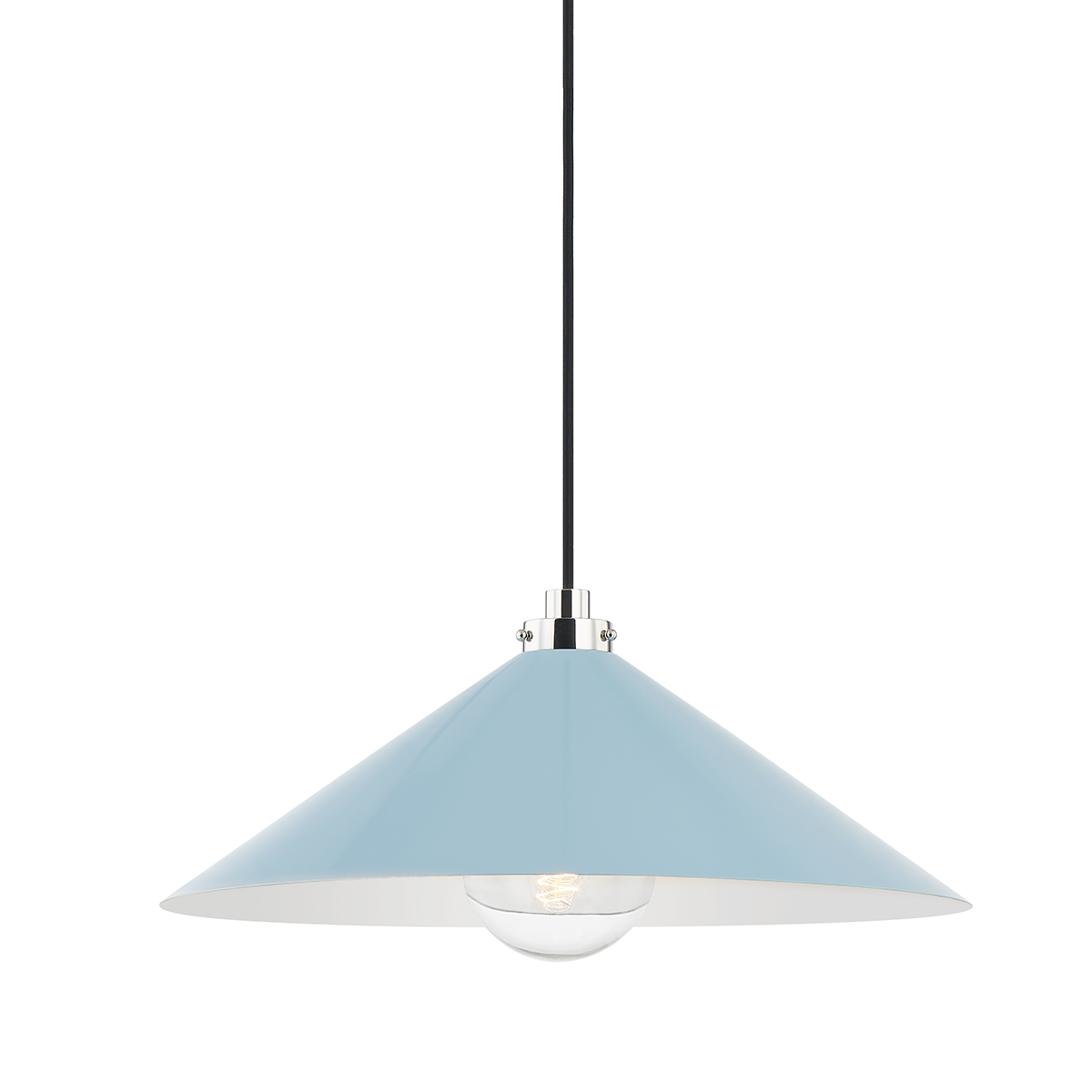 CLIVEDON Pendant with Polished Nickel/blue Bird Finish