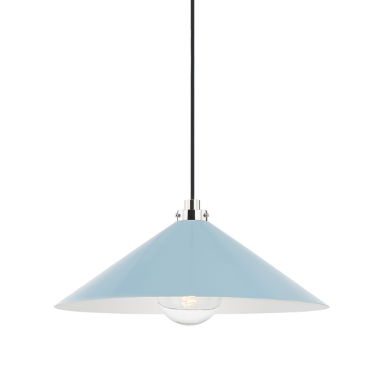 CLIVEDON Pendant with Polished Nickel/blue Bird Finish