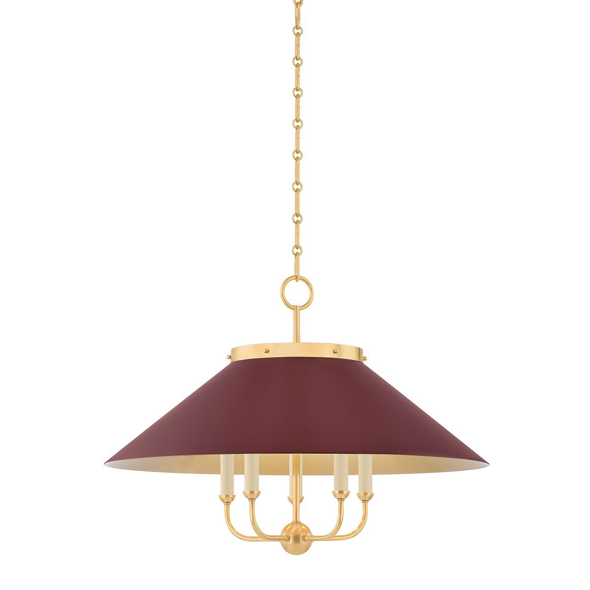 Clivedon Chandelier with AGED BRASS/SOFT CRIMSON Finish