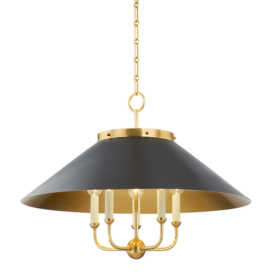 CLIVEDON Chandelier with AGED BRASS/DISTRESSED BRONZE Finish
