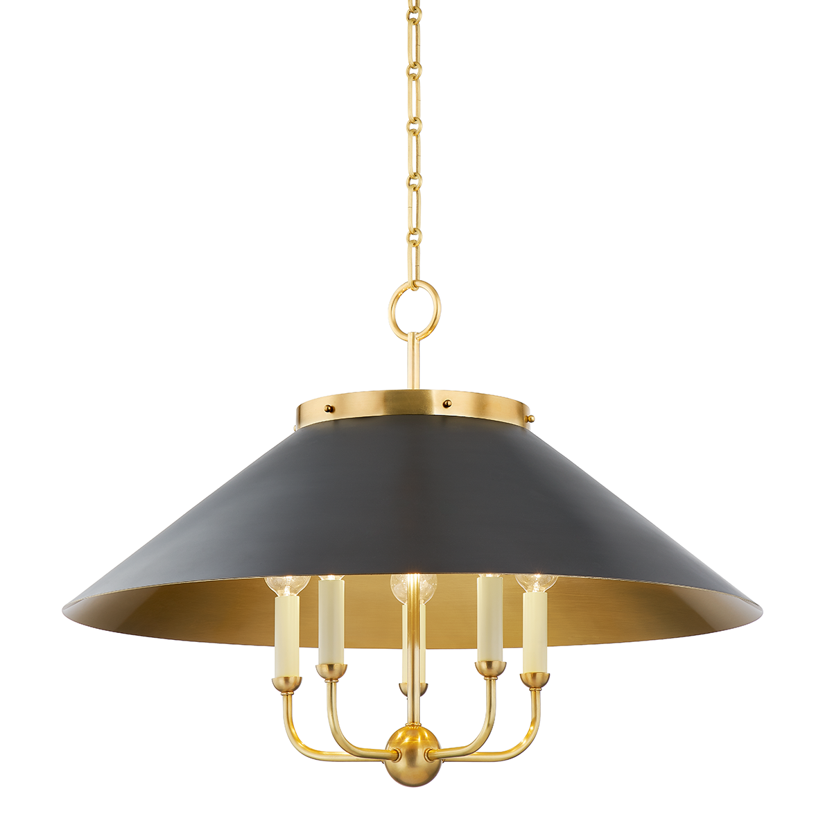 CLIVEDON Chandelier with AGED BRASS/DISTRESSED BRONZE Finish