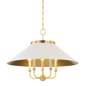 CLIVEDON Chandelier with Aged Brass/off White Finish