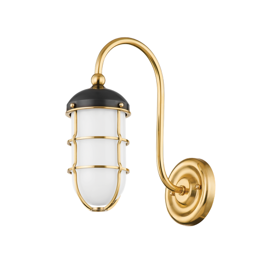 HOLKHAM Wall Sconce with AGED BRASS/DISTRESSED BRONZE Finish