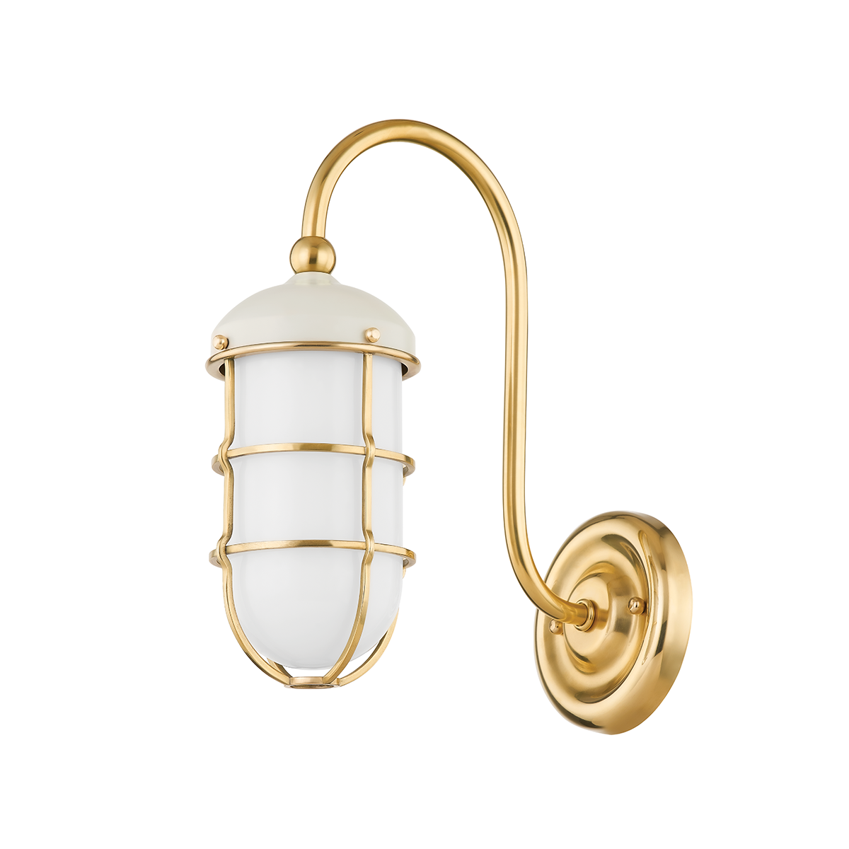 HOLKHAM Wall Sconce with Aged Brass/off White Finish