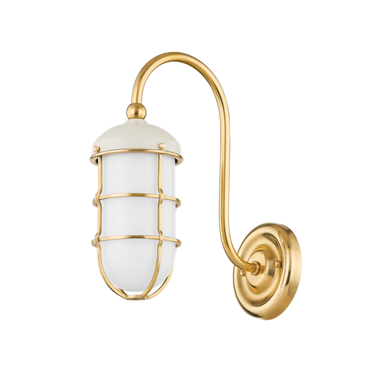 HOLKHAM Wall Sconce with Aged Brass/off White Finish