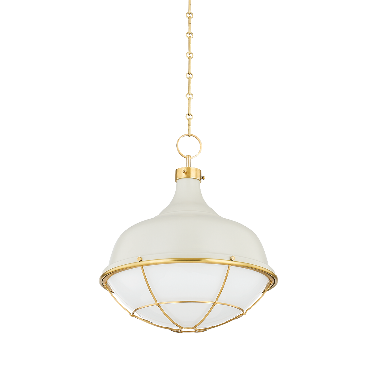 HOLKHAM Pendant with Aged Brass/off White Finish