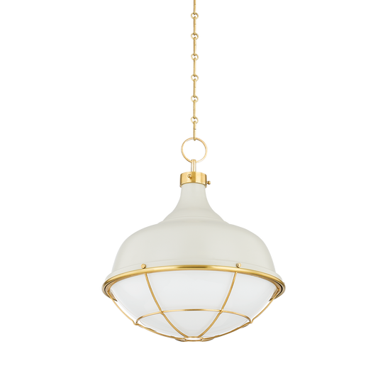 HOLKHAM Pendant with Aged Brass/off White Finish