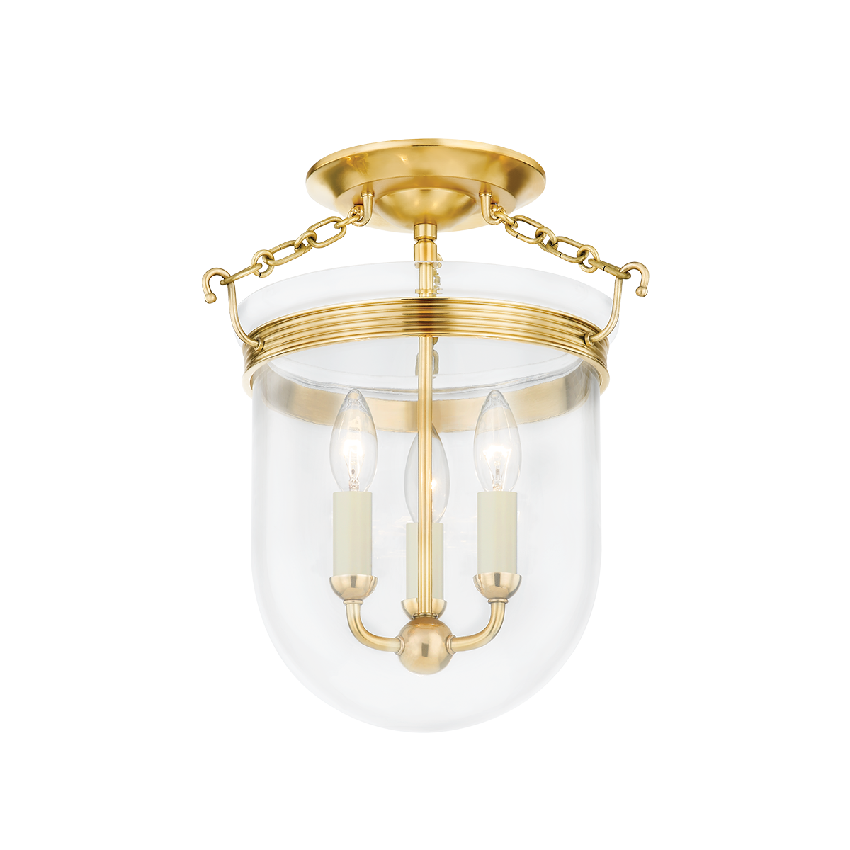 ROUSHAM Semi Flush with Aged Brass Finish