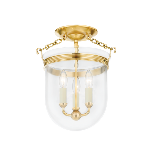 ROUSHAM Semi Flush with Aged Brass Finish