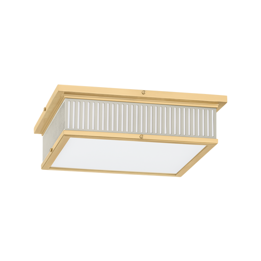 Ashdown Flush Mount with AGED BRASS/OFF-WHITE Finish