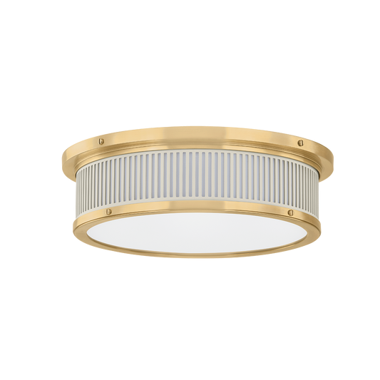 Ashdown Flush Mount with AGED BRASS/OFF-WHITE Finish