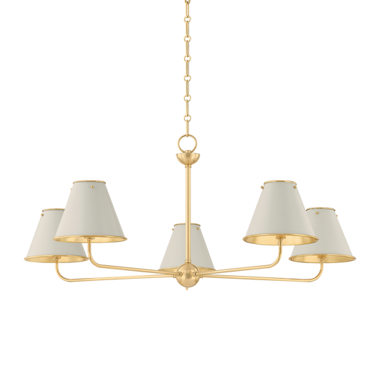Burghley Chandelier with AGED BRASS/OFF-WHITE Finish
